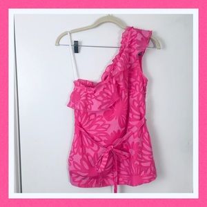 Lilly Pulitzer Pink Sleeveless One Shoulder Blouse